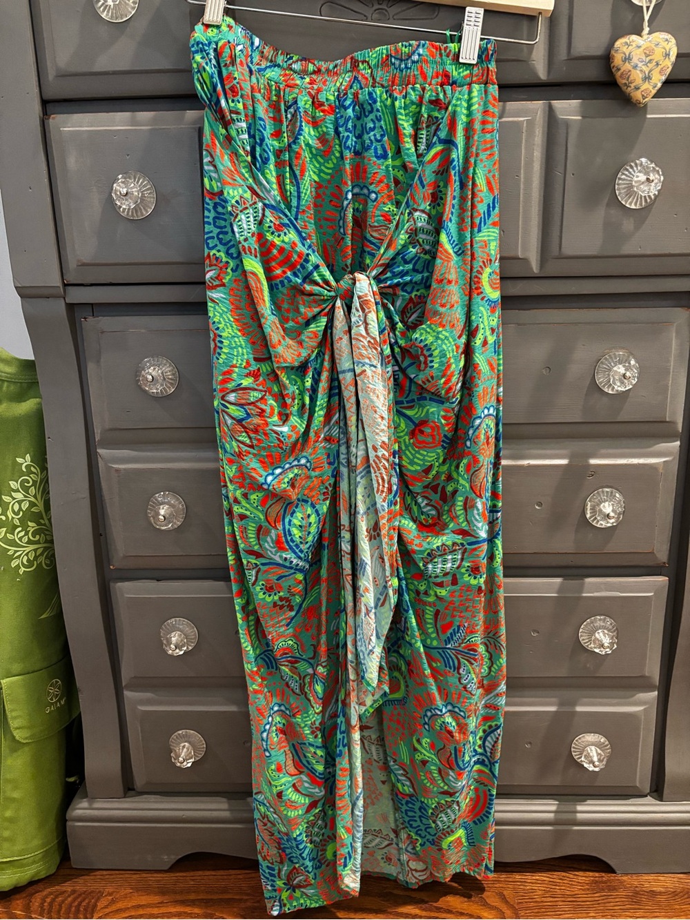 Maxi Skort with Knot Front in Green Multi